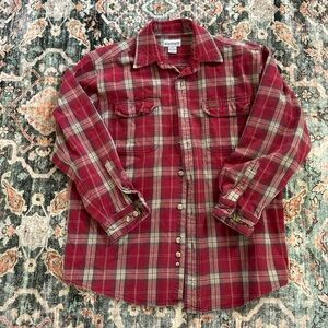 Carhartt Red Plaid Men’s Shirt 100% Cotton Cabincore Christmas